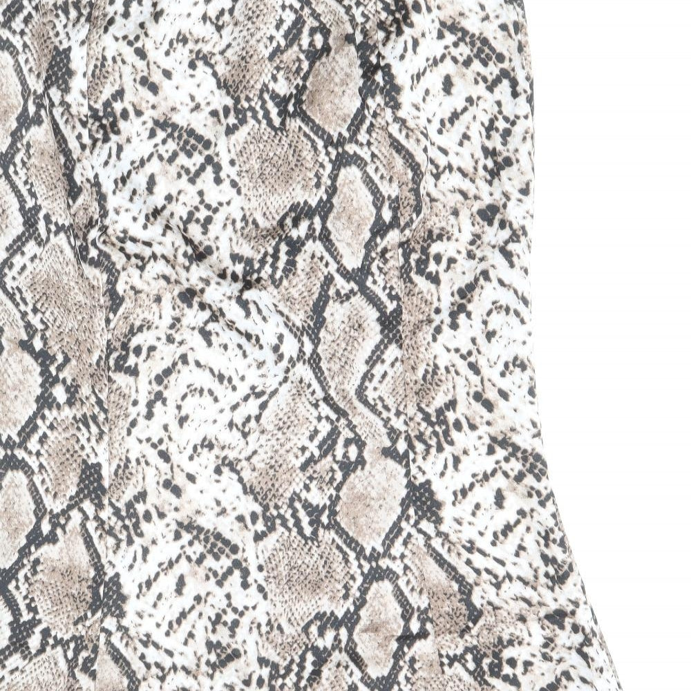 Studio Womens Brown Animal Print Polyester Trumpet Skirt Size 12 Zip - Snakeskin Pattern