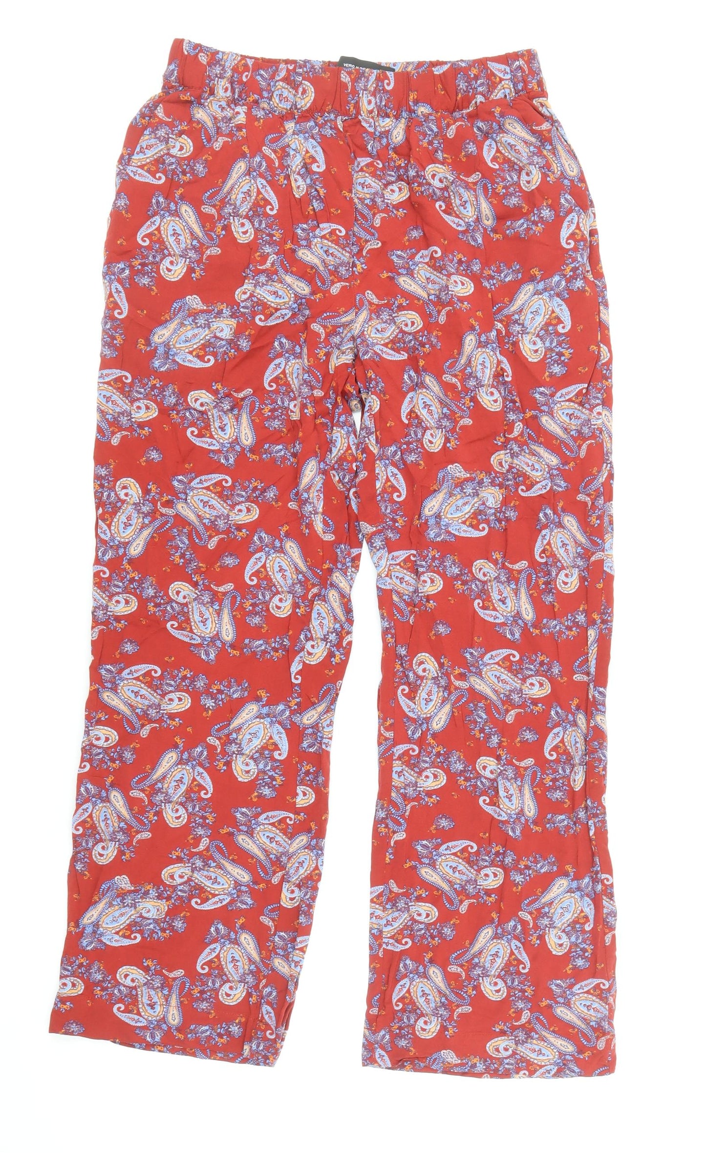 Vera Moda Womens Red Paisley Viscose Trousers Size S Regular