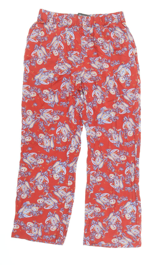 Vera Moda Womens Red Paisley Viscose Trousers Size S Regular