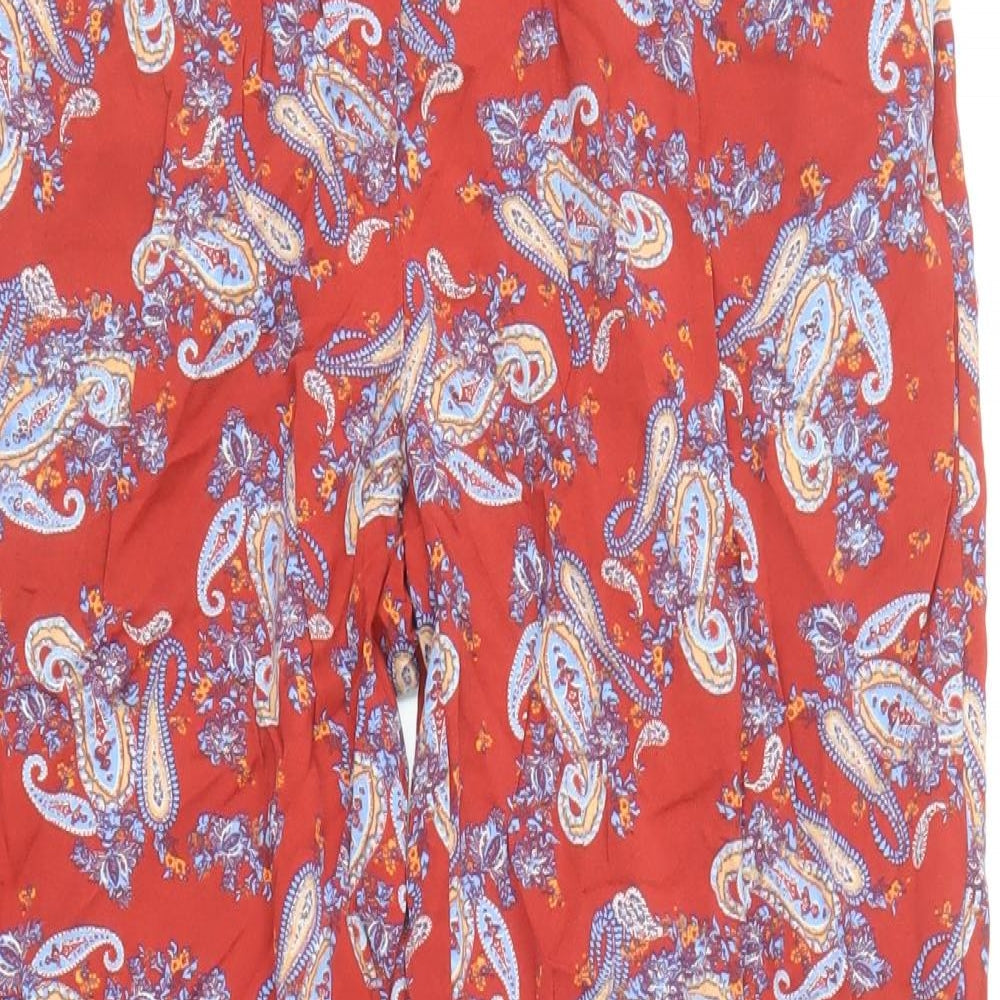 Vera Moda Womens Red Paisley Viscose Trousers Size S Regular