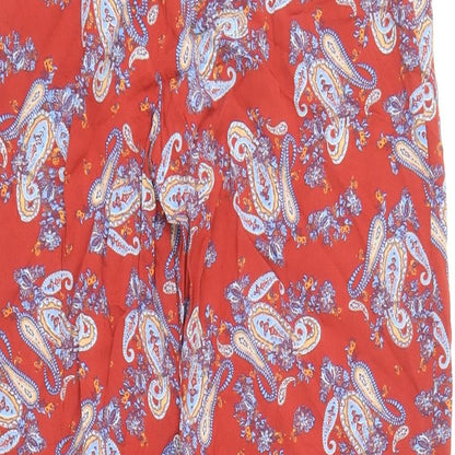 Vera Moda Womens Red Paisley Viscose Trousers Size S Regular