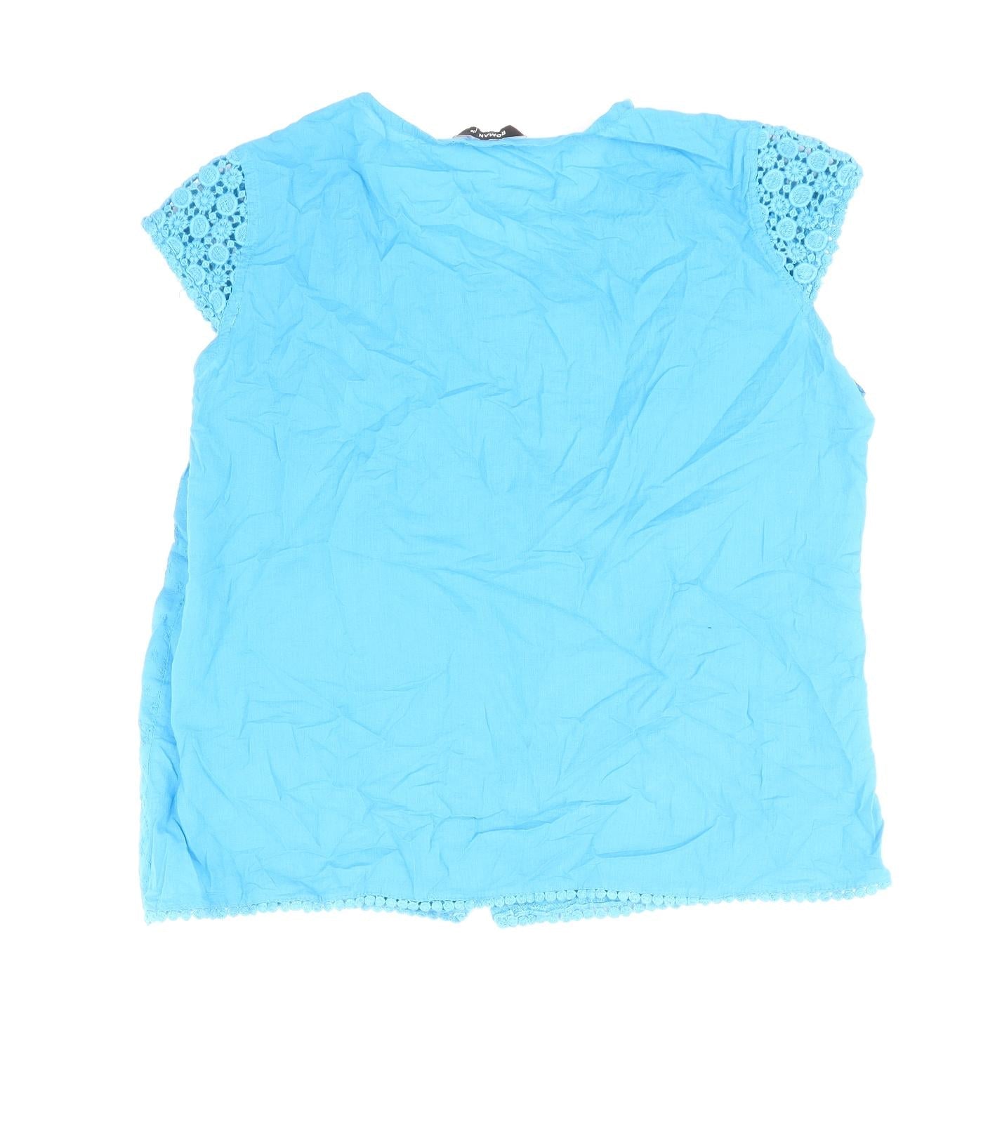 Womens UK Size 10 Roman Blue Basic Button-Up