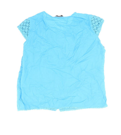 Womens UK Size 10 Roman Blue Basic Button-Up