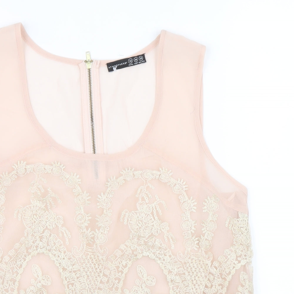 Atmosphere Womens Pink Polyester Basic Blouse Size 12 Square Neck