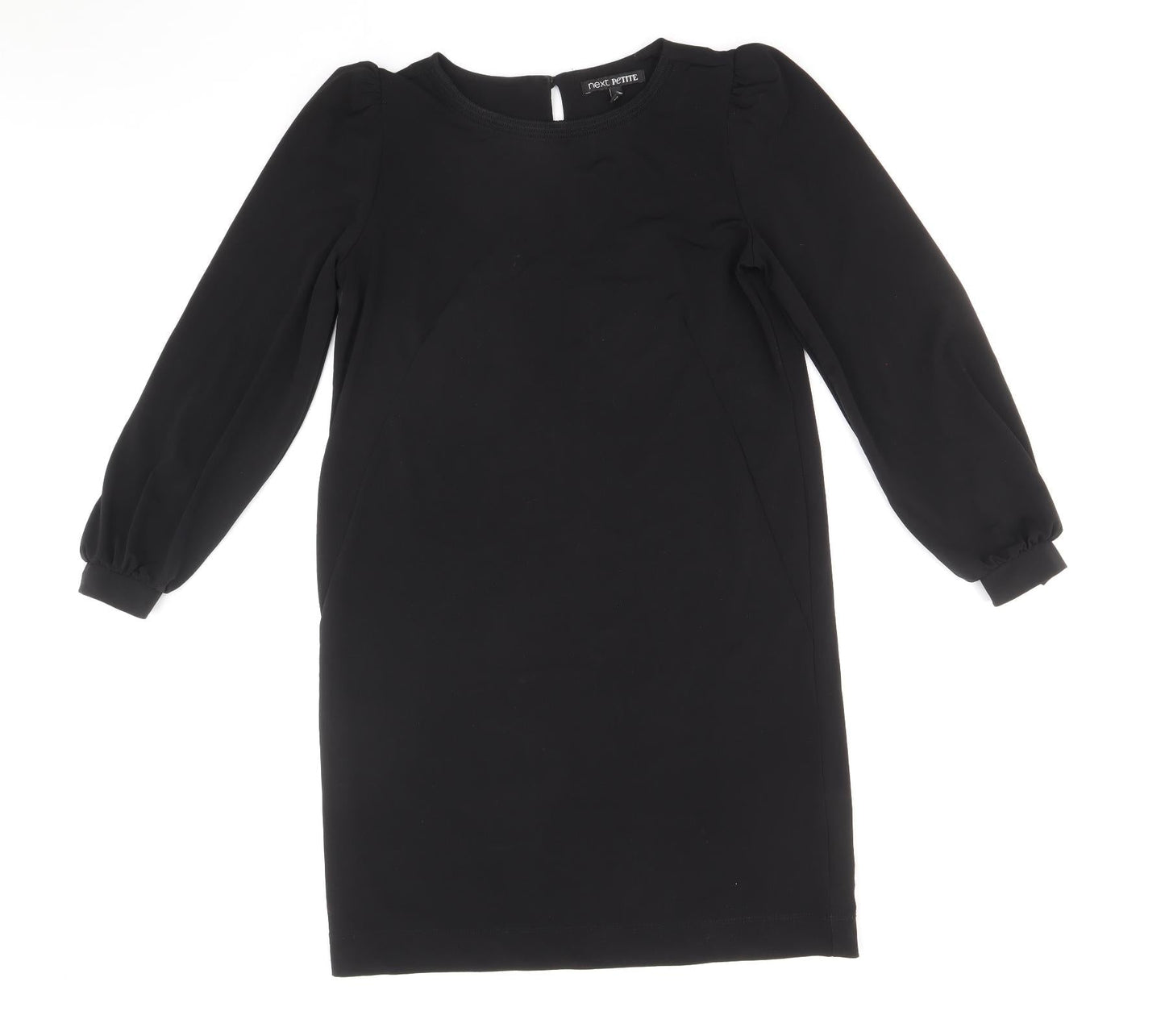 NEXT Womens Black Polyester Sheath Size 10 Boat Neck Button