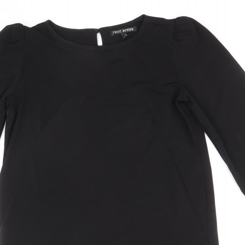 NEXT Womens Black Polyester Sheath Size 10 Boat Neck Button