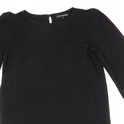 NEXT Womens Black Polyester Sheath Size 10 Boat Neck Button