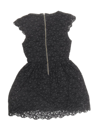 Talula Womens Black Polyester Mini Size 6 Boat Neck Zip