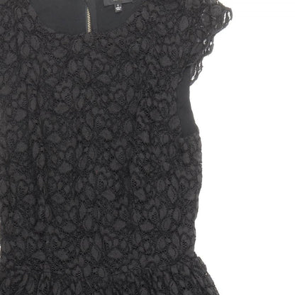Talula Womens Black Polyester Mini Size 6 Boat Neck Zip
