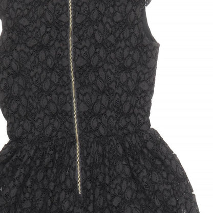 Talula Womens Black Polyester Mini Size 6 Boat Neck Zip
