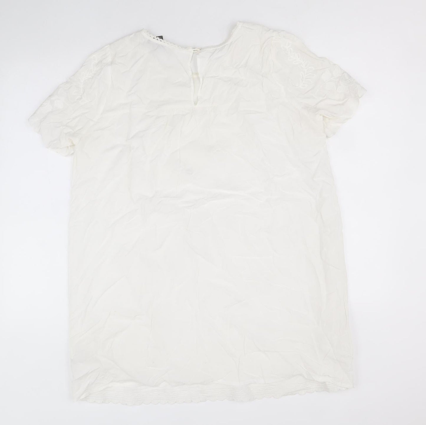 FOREVER 21 Womens Ivory Viscose T-Shirt Dress Size L Boat Neck Button