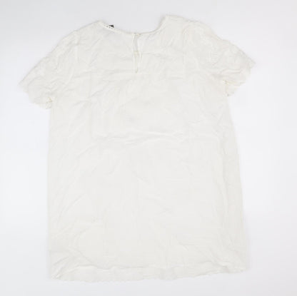 FOREVER 21 Womens Ivory Viscose T-Shirt Dress Size L Boat Neck Button