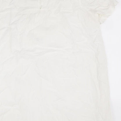 FOREVER 21 Womens Ivory Viscose T-Shirt Dress Size L Boat Neck Button