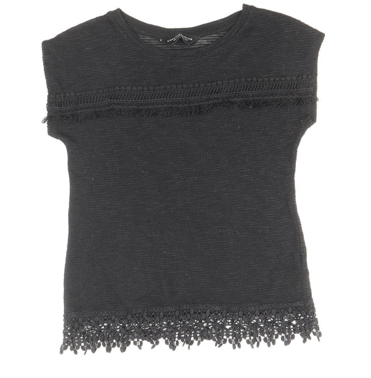 Womens UK Size 10 Dorothy Perkins Black Basic T-Shirt