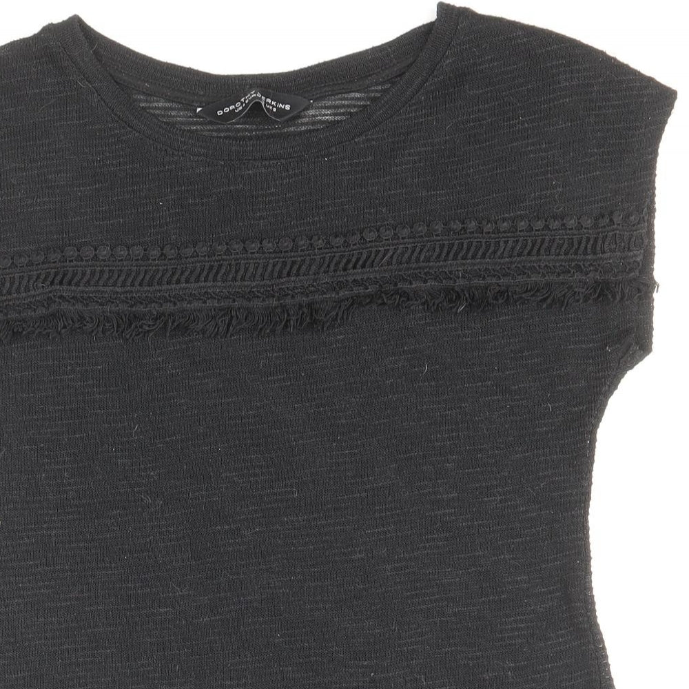 Womens UK Size 10 Dorothy Perkins Black Basic T-Shirt