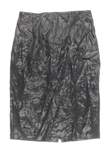 French Connection Womens Black Cotton Straight & Pencil Skirt Size 10 Zip