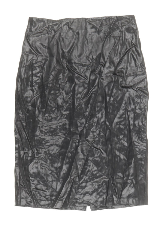French Connection Womens Black Cotton Straight & Pencil Skirt Size 10 Zip