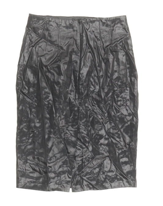 French Connection Womens Black Cotton Straight & Pencil Skirt Size 10 Zip