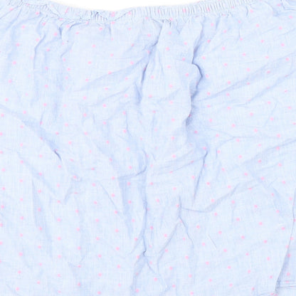 Papaya Womens Blue Polka Dot 100% Cotton Basic Blouse Size 14 Boat Neck