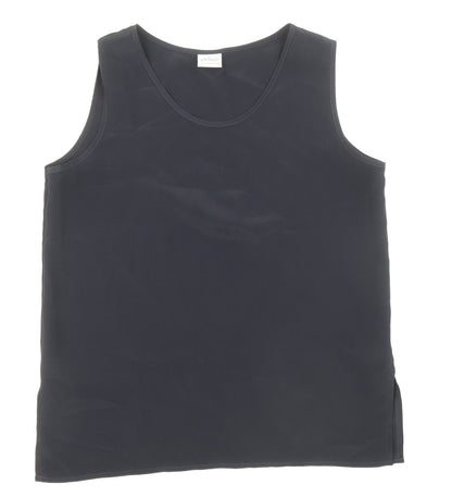 Elsie Womens Blue Polyester Basic Tank Size 10 Round Neck