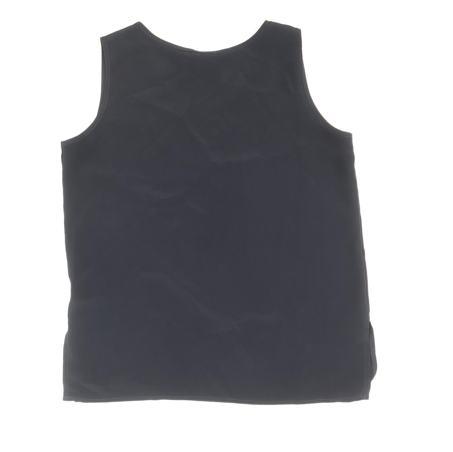Elsie Womens Blue Polyester Basic Tank Size 10 Round Neck