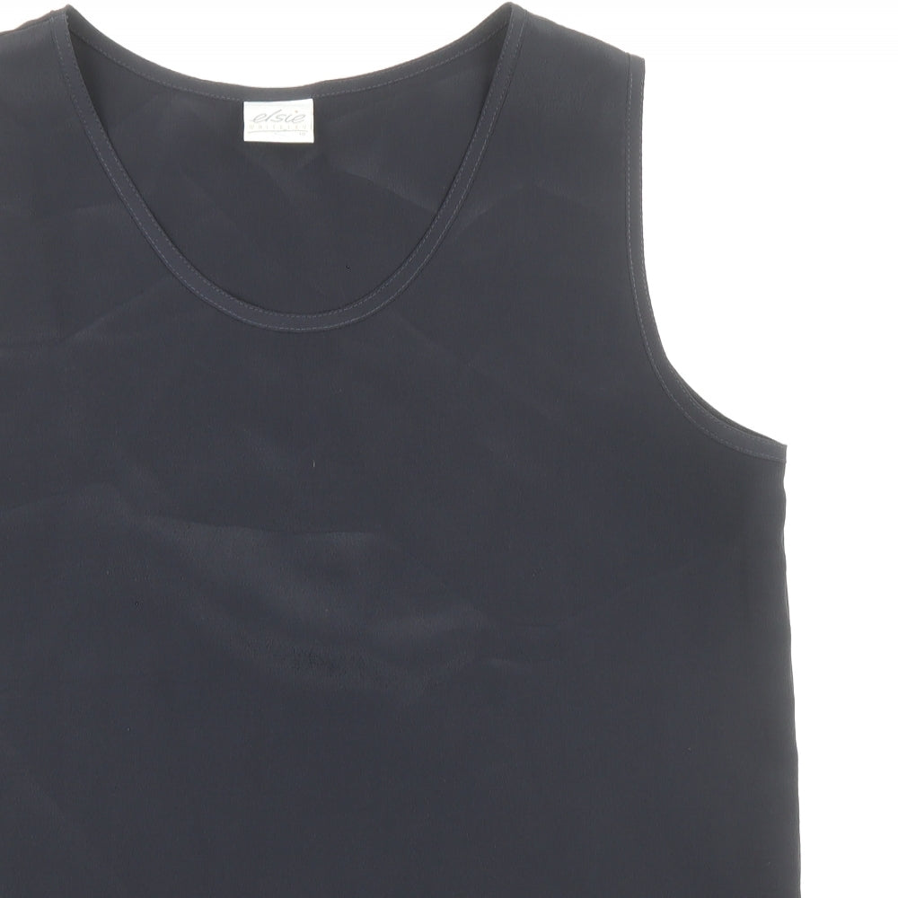Elsie Womens Blue Polyester Basic Tank Size 10 Round Neck