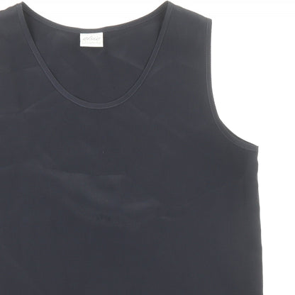 Elsie Womens Blue Polyester Basic Tank Size 10 Round Neck