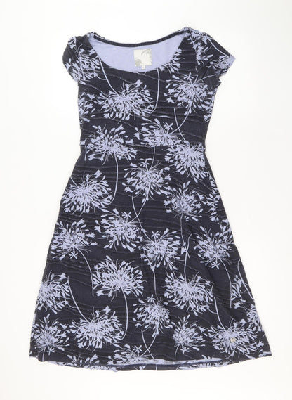 RJR.John Rocha Womens Purple Floral Polyester A-Line Size 10 Boat Neck Pullover