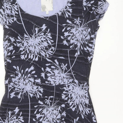 RJR.John Rocha Womens Purple Floral Polyester A-Line Size 10 Boat Neck Pullover