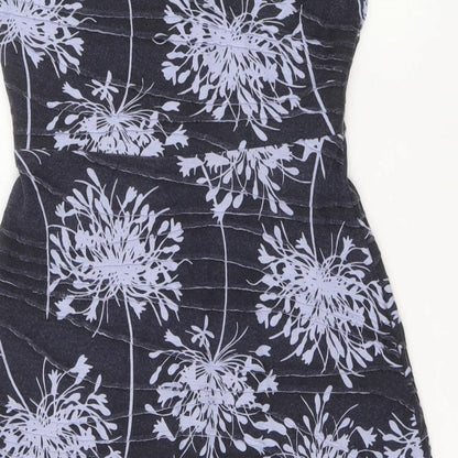 RJR.John Rocha Womens Purple Floral Polyester A-Line Size 10 Boat Neck Pullover