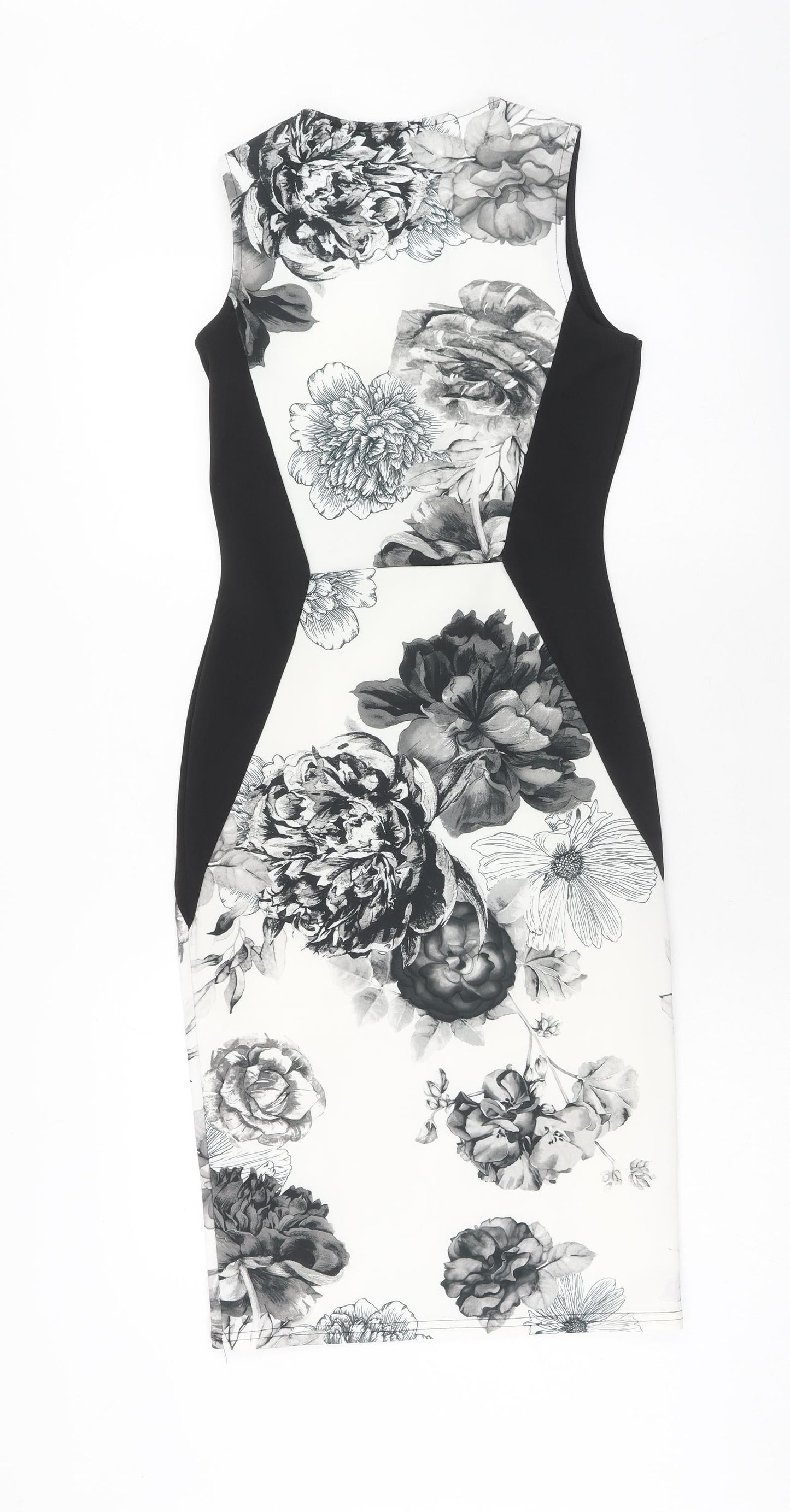 Quiz Womens White Floral Polyester Pencil Dress Size 10 Boat Neck Pullover