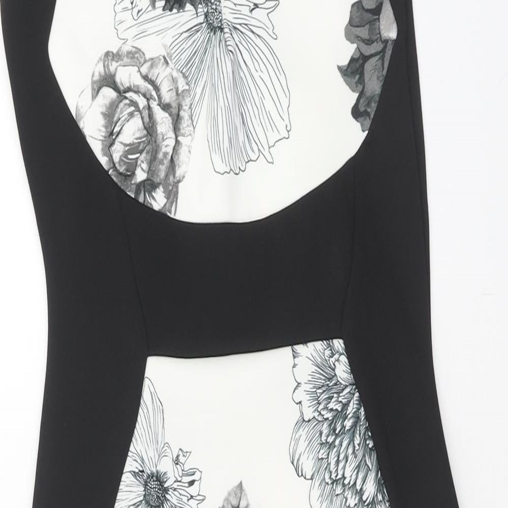 Quiz Womens White Floral Polyester Pencil Dress Size 10 Boat Neck Pullover