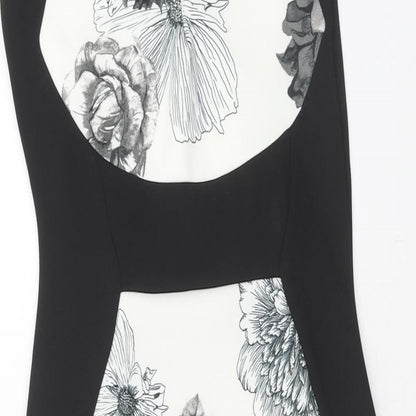 Quiz Womens White Floral Polyester Pencil Dress Size 10 Boat Neck Pullover