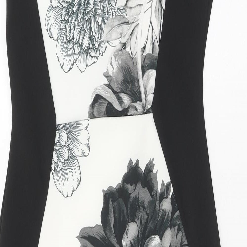 Quiz Womens White Floral Polyester Pencil Dress Size 10 Boat Neck Pullover