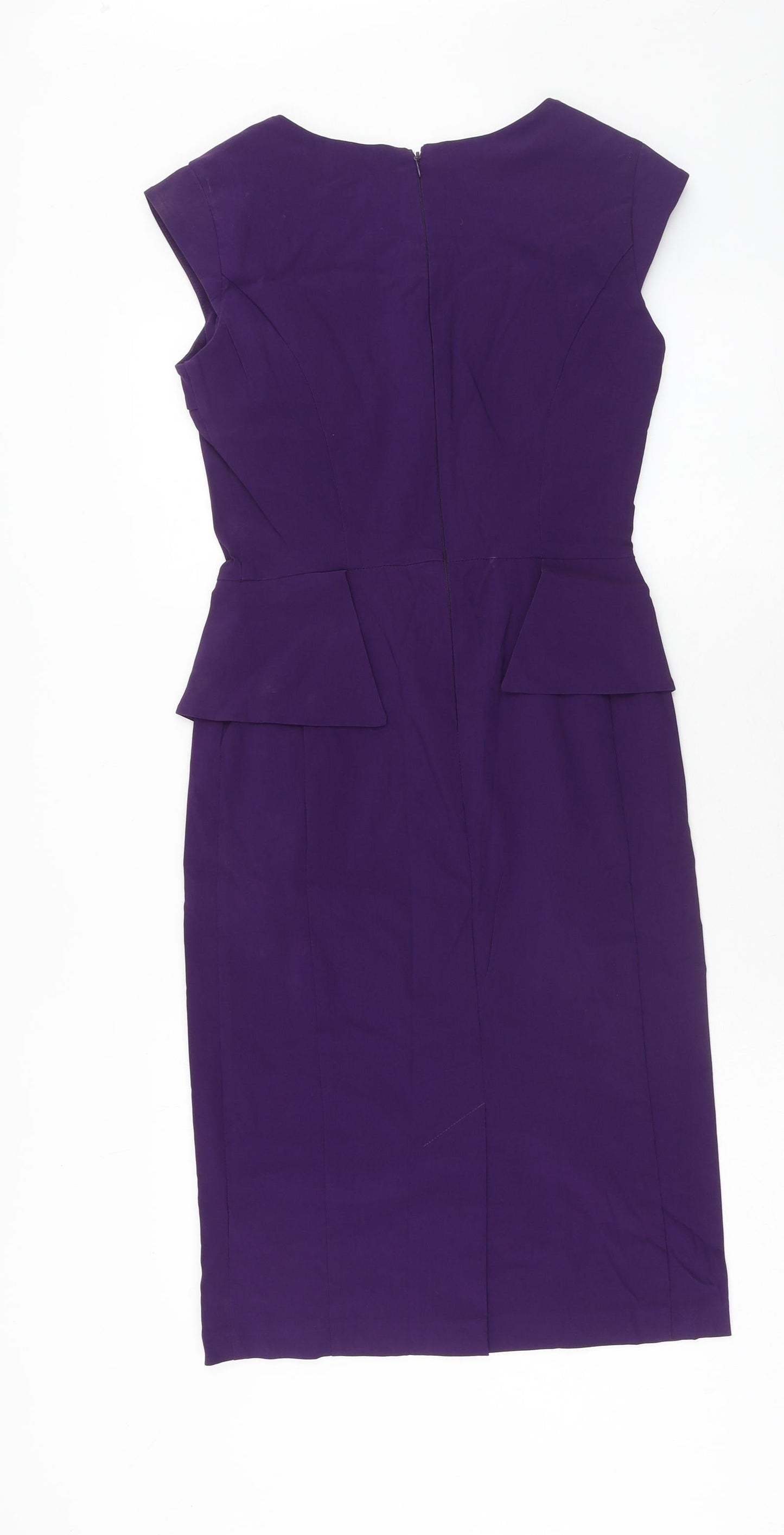 Julian MacDonald Womens Purple Polyester Pencil Dress Size 10 Scoop Neck Zip