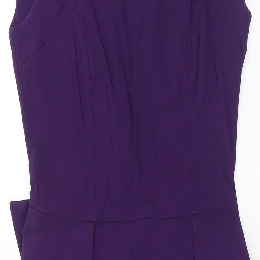 Julian MacDonald Womens Purple Polyester Pencil Dress Size 10 Scoop Neck Zip