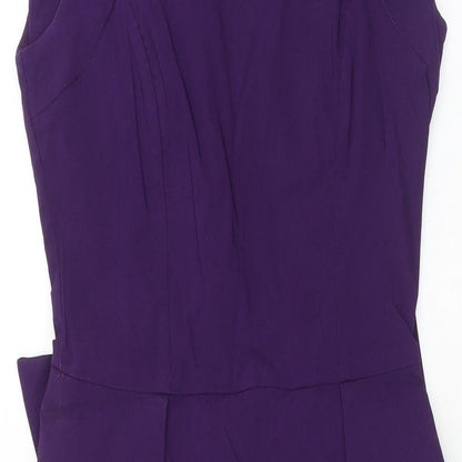 Julian MacDonald Womens Purple Polyester Pencil Dress Size 10 Scoop Neck Zip