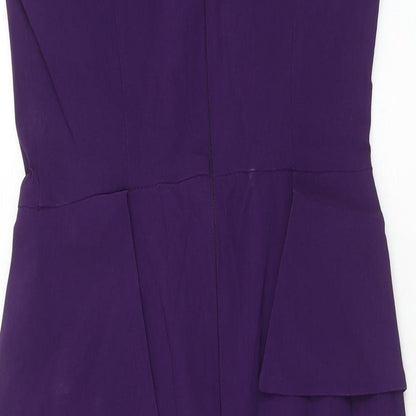 Julian MacDonald Womens Purple Polyester Pencil Dress Size 10 Scoop Neck Zip