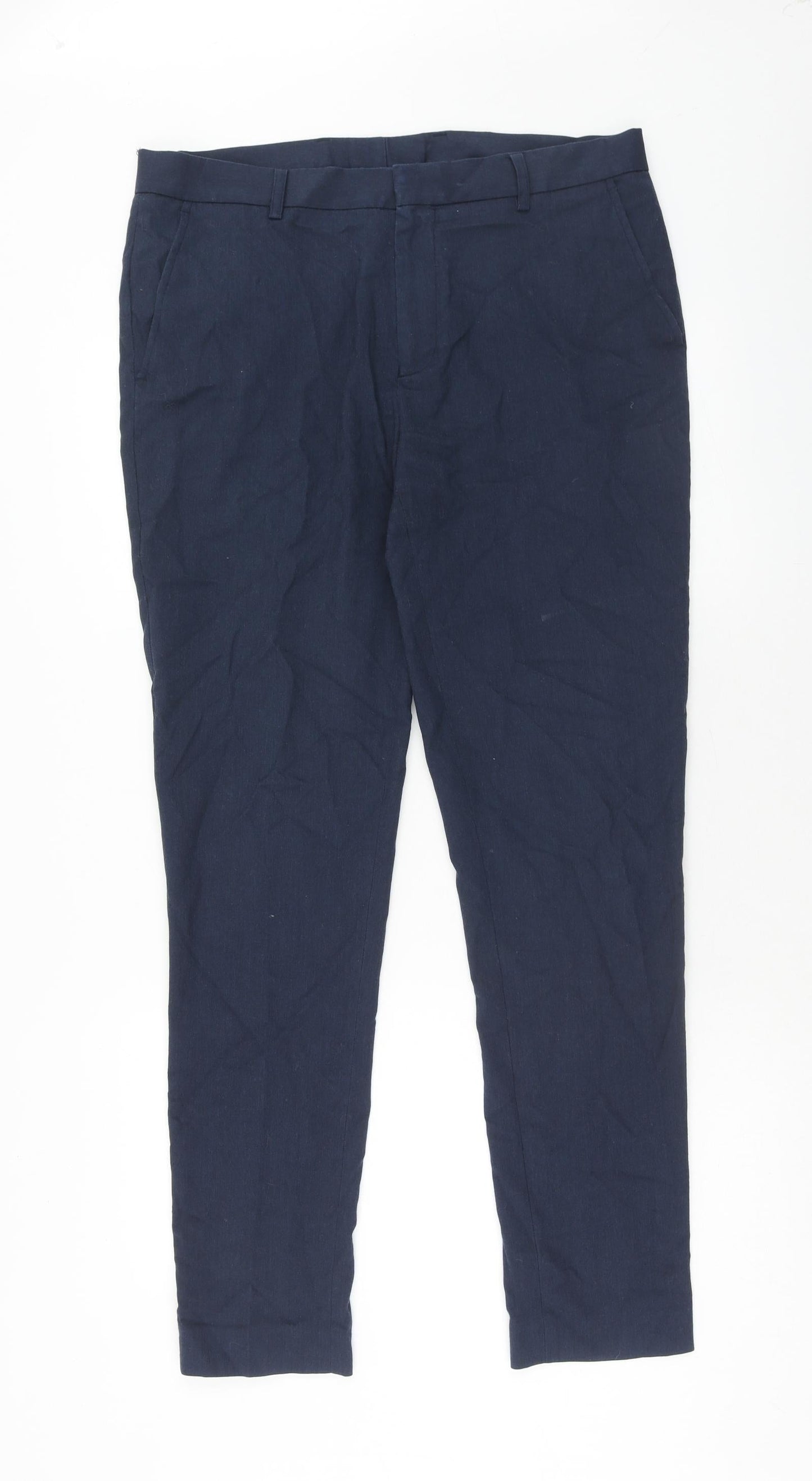New Look Mens Blue Polyester Trousers Size 34 in Regular Hook & Eye