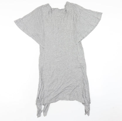 NEXT Womens Grey Viscose T-Shirt Dress Size 10 Scoop Neck Pullover - Volume Sleeves