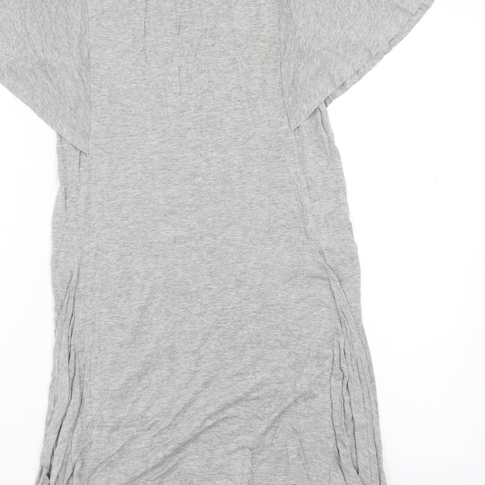 NEXT Womens Grey Viscose T-Shirt Dress Size 10 Scoop Neck Pullover - Volume Sleeves
