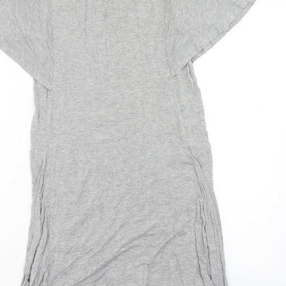 NEXT Womens Grey Viscose T-Shirt Dress Size 10 Scoop Neck Pullover - Volume Sleeves