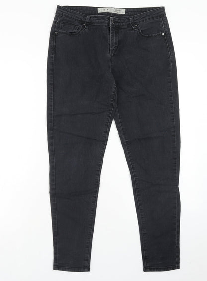 Denim & Co. Womens Black Cotton Skinny Jeans Size 12 Regular Zip