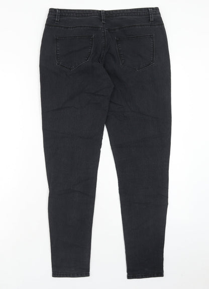 Denim & Co. Womens Black Cotton Skinny Jeans Size 12 Regular Zip