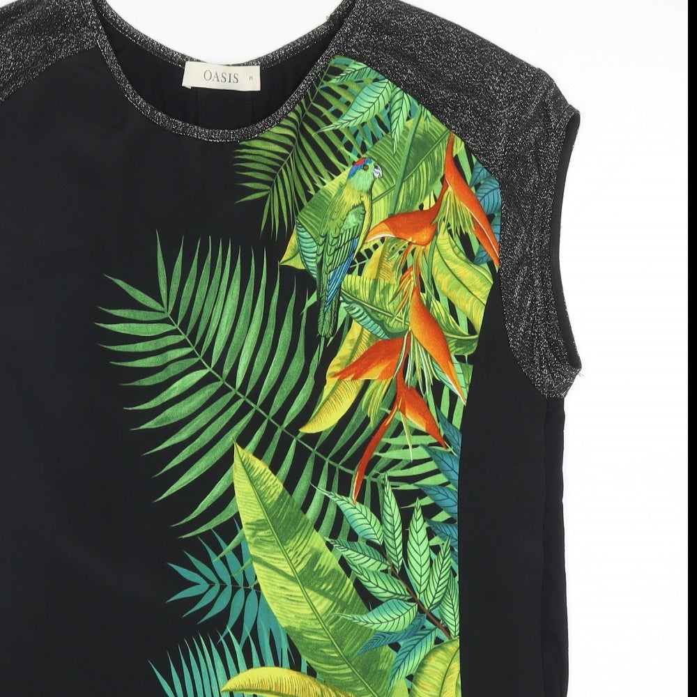 Womens UK Size M Oasis Black Basic Blouse