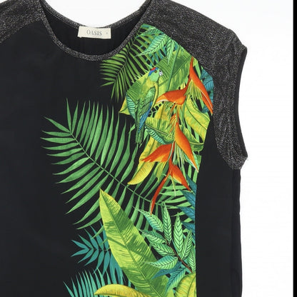 Womens UK Size M Oasis Black Basic Blouse