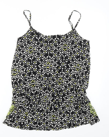 TU Womens Black Geometric Viscose Camisole Tank Size 12 V-Neck