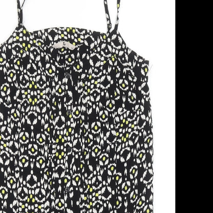 TU Womens Black Geometric Viscose Camisole Tank Size 12 V-Neck