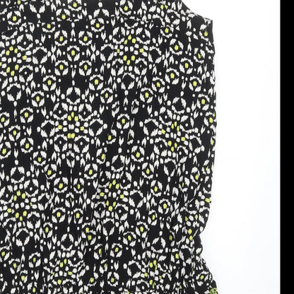 TU Womens Black Geometric Viscose Camisole Tank Size 12 V-Neck