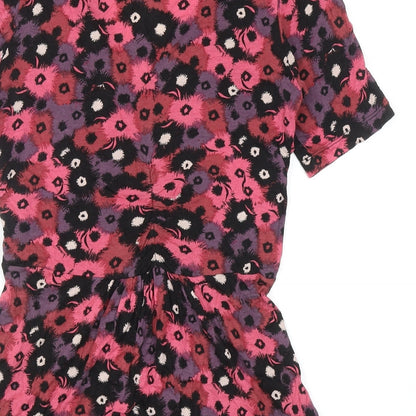 Great Plains Womens Pink Floral Viscose Basic Blouse Size M V-Neck - Ruched Detail